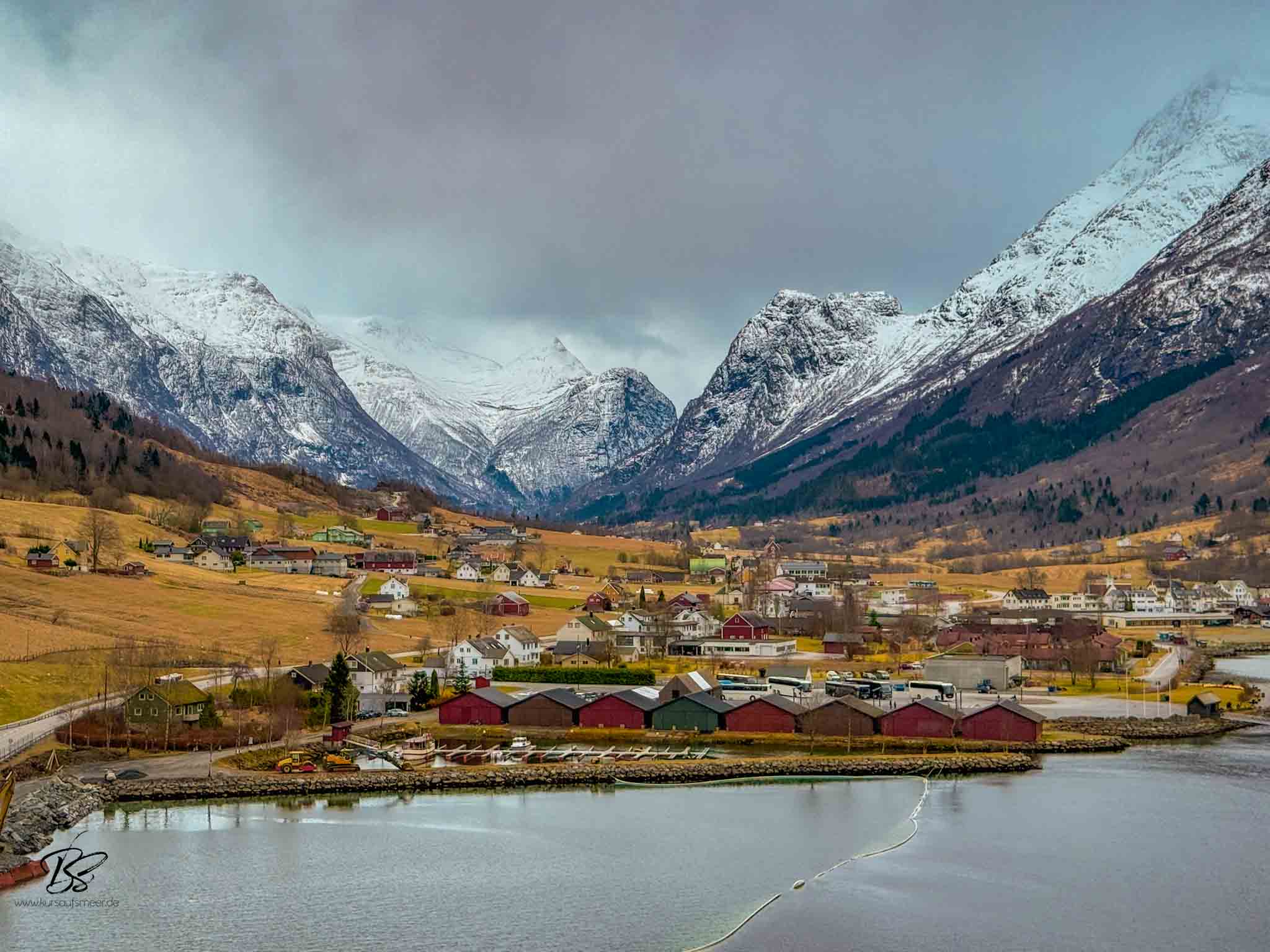 View back towards Olden fjord from the ship deck